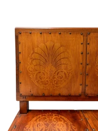 Art Nouveau Extra Large Hall Bench, Elm and Beech, Dutch Design, 1900s